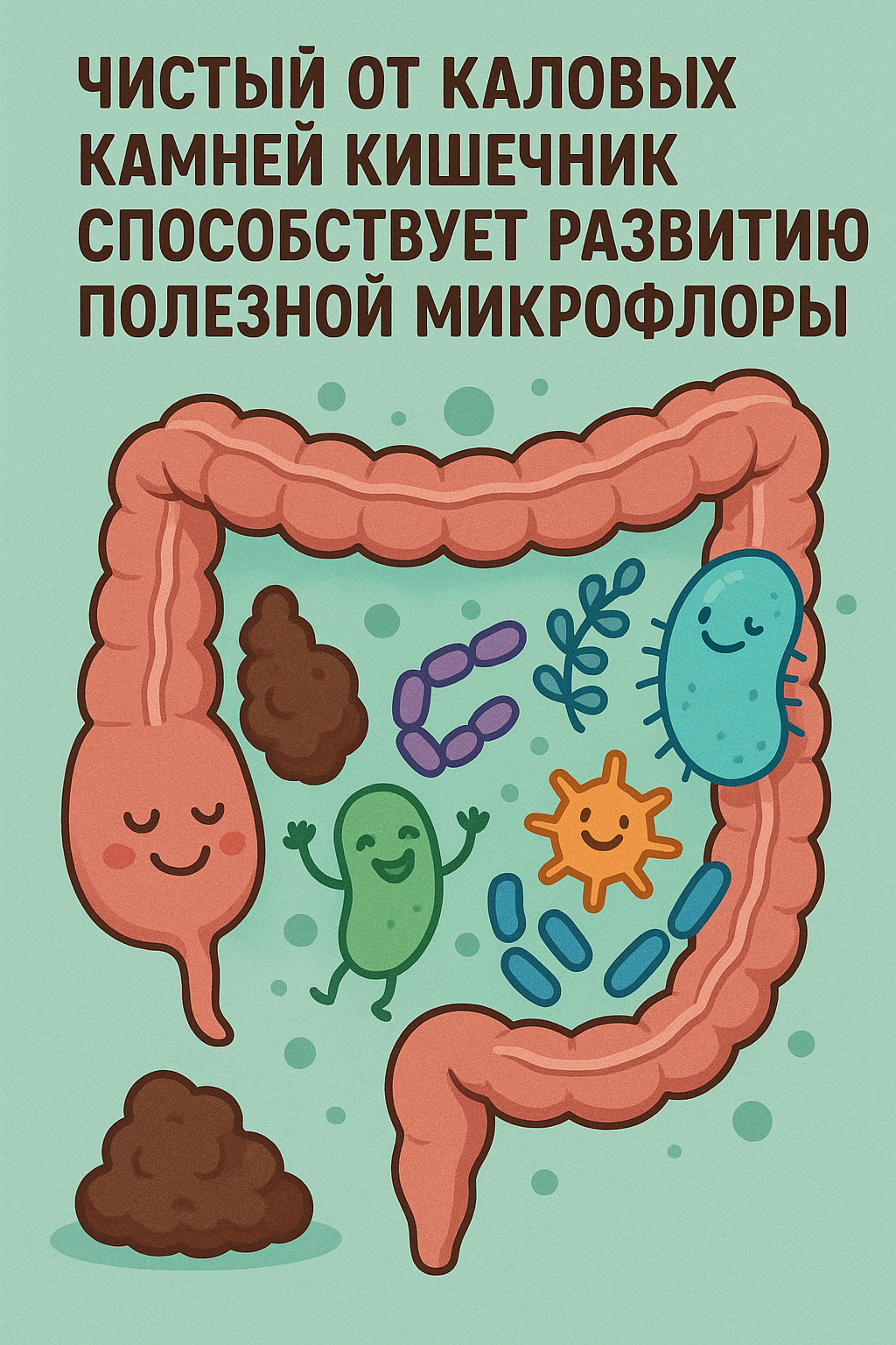 Чистый от каловых камней кишечник способствует развитию полезной микрофлоры